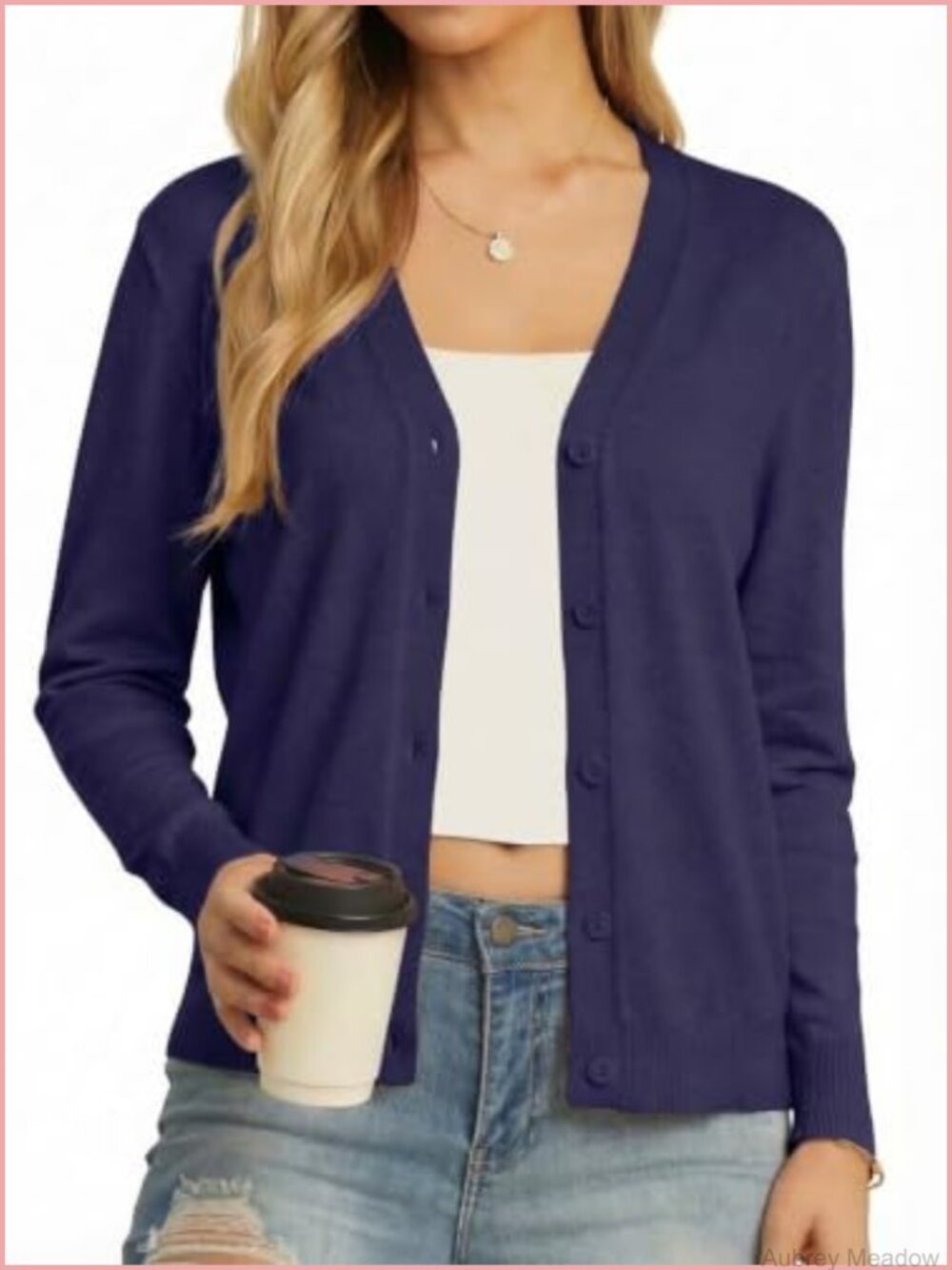 Women's Lightweight V-Neck Cardigan Sweater Button Front Long Sleeve